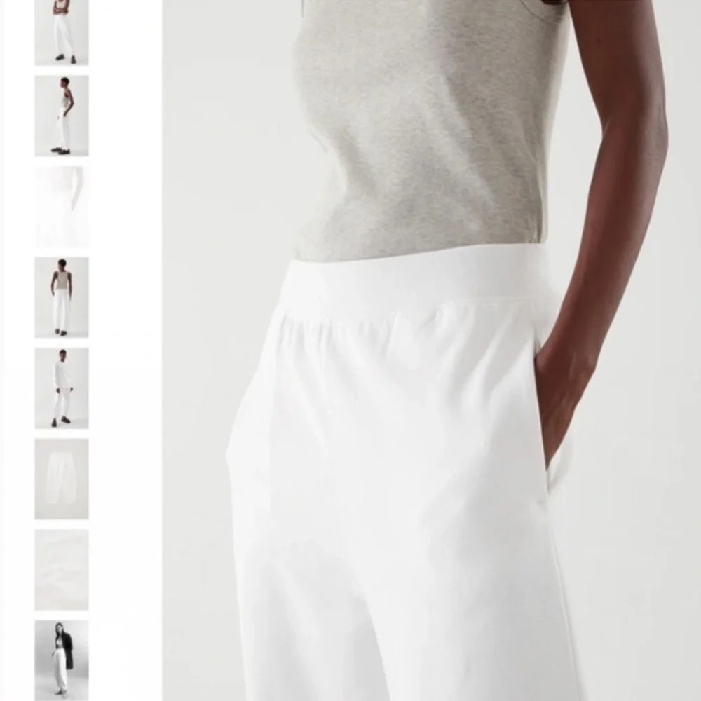 COS Elastic Waist Wide Leg Cotton Joggers Pants White Size 8 Casual - Picture 2 of 8